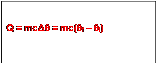 Zone de Texte: Q = mcΔθ = mc(θf � θi)
