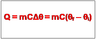 Zone de Texte: Q = mCΔθ = mC(θf  θi)
